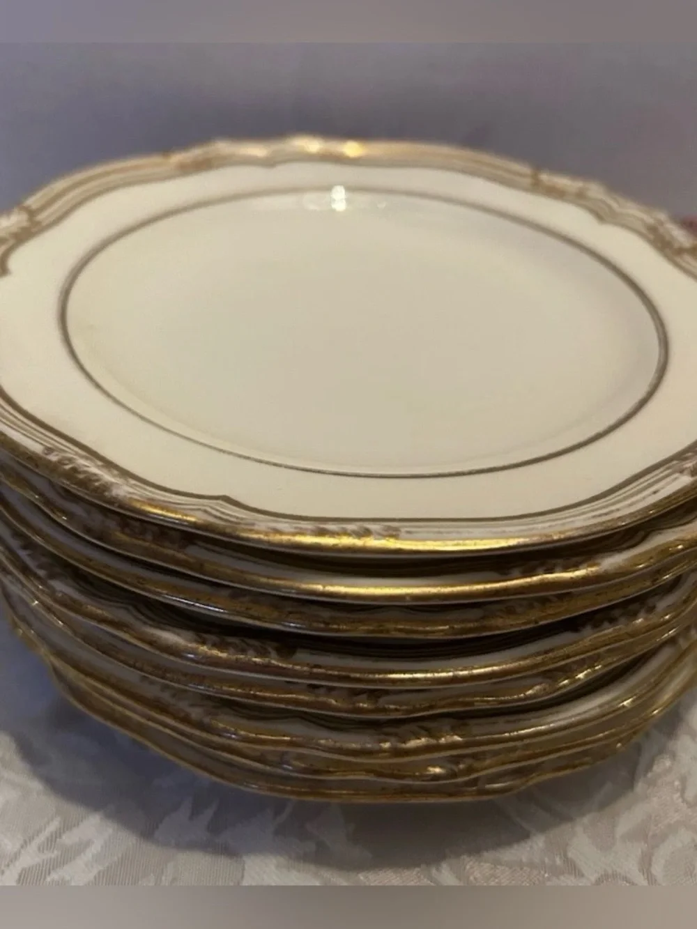 Tiffany & Company cream and Gold Rim china 6” Bread Butter Plates set of 8 SPODE